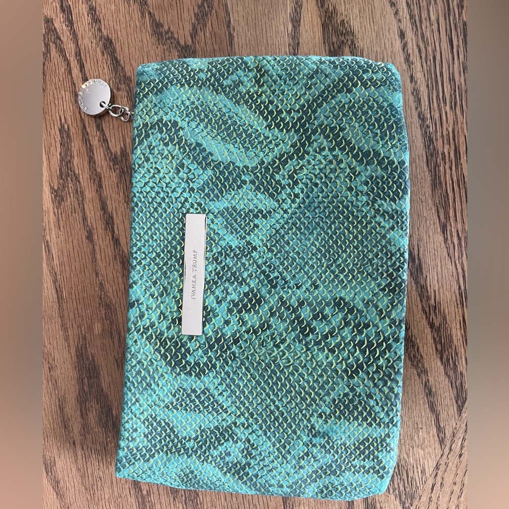 Turquoise Green Snake print clutch purse